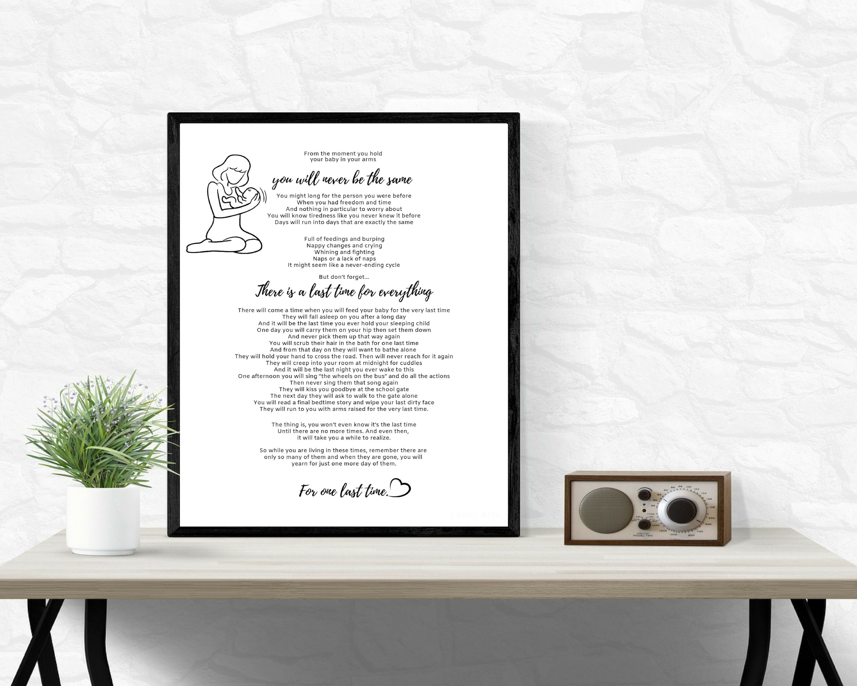 Baby Shower Gift. The Last Time Poem printable 11x14 and Etsy