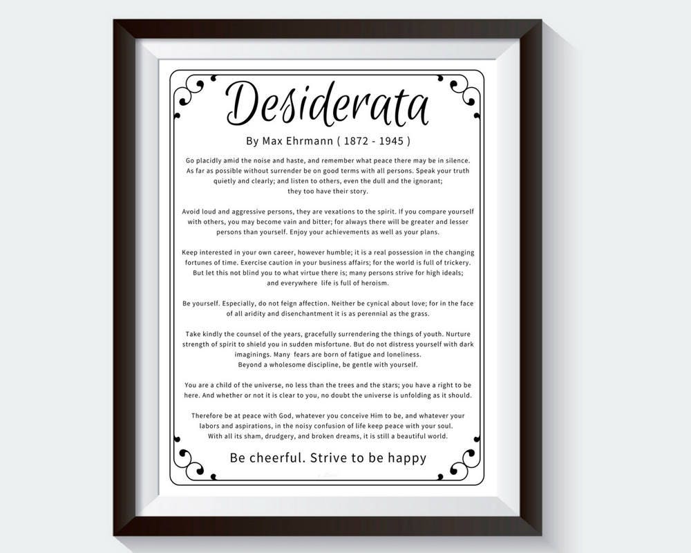Desiderata. Full Text. Print Desiderata. Desiderata Art Print. Etsy