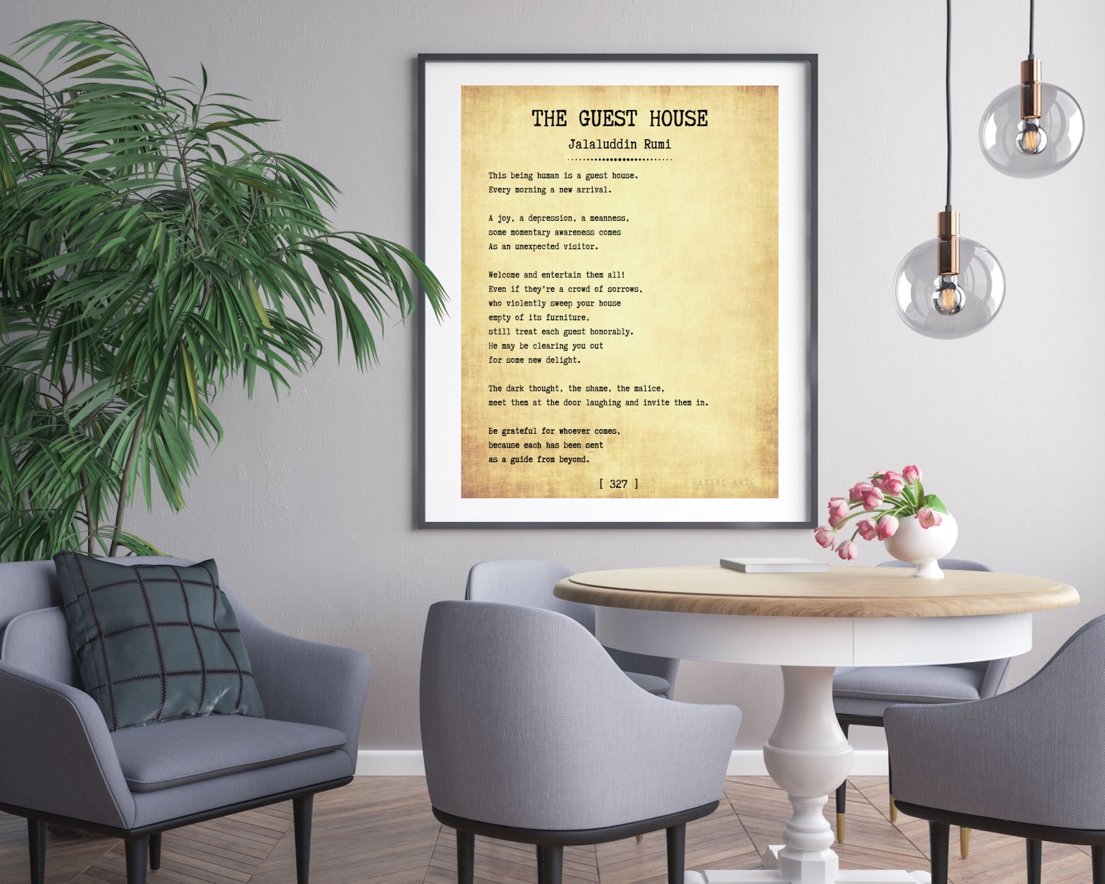 Rumi Quote the Guest House Poem Typewriter Font, Rumi Poetry