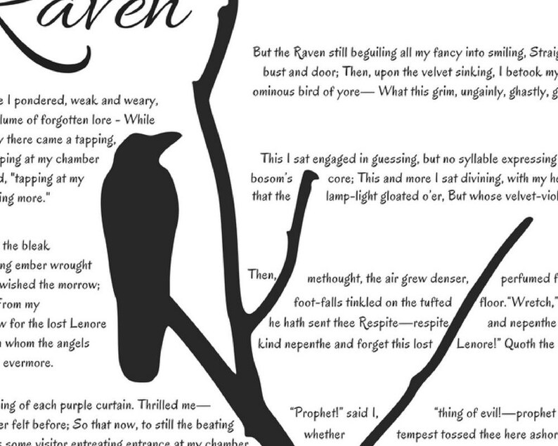 Nevermore Art Poe Poem Raven Poster Raven Quote Ravens Etsy