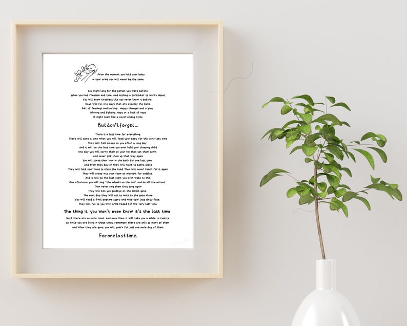 The Last Time Poem. Baby Shower Gift Printable 11x14 and Etsy
