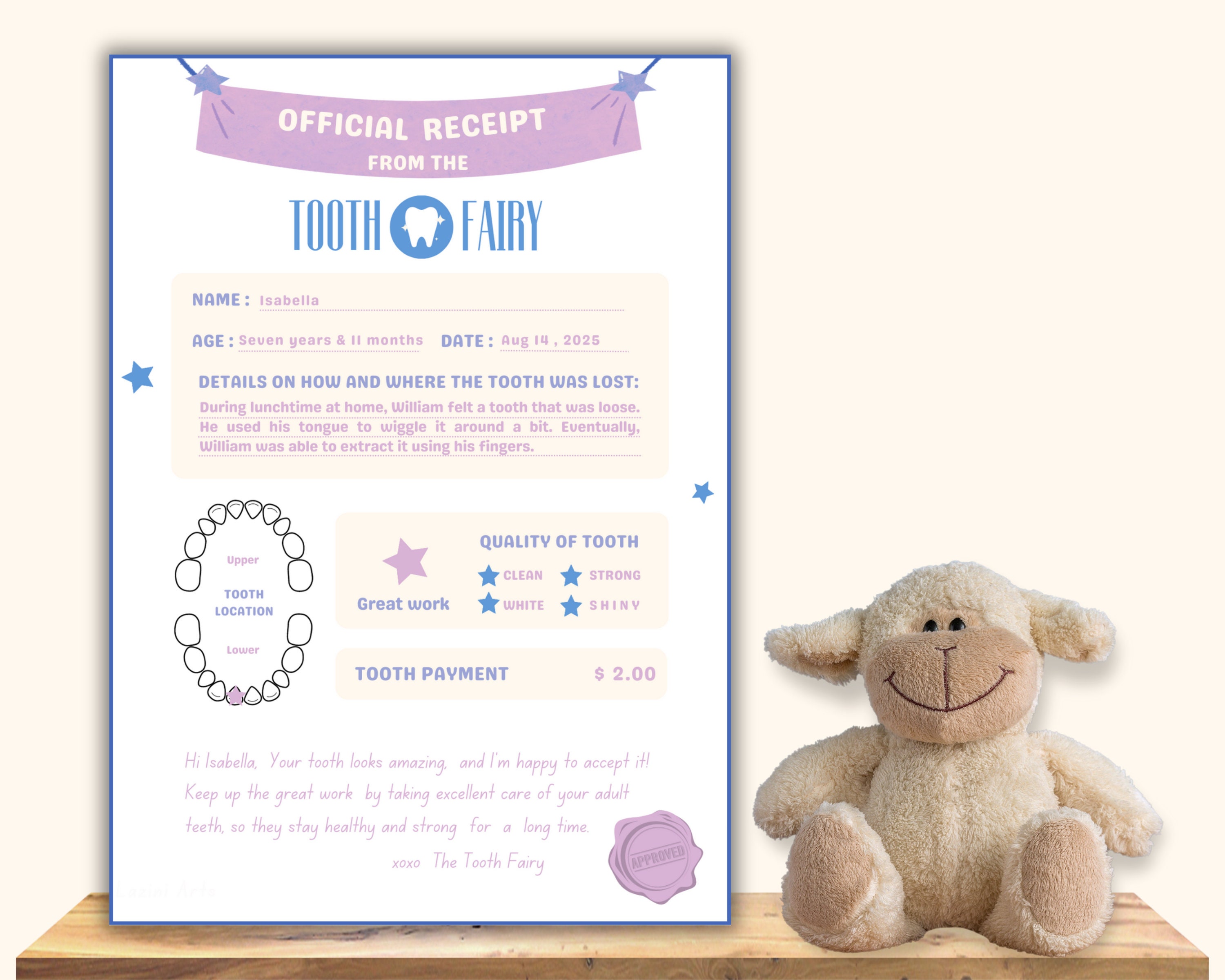 Tooth Fairy Printable Tooth Fairy Receipt First Tooth Certificate Tooth Fairy Printable Tooth Fairy Receipt First Tooth Certificate