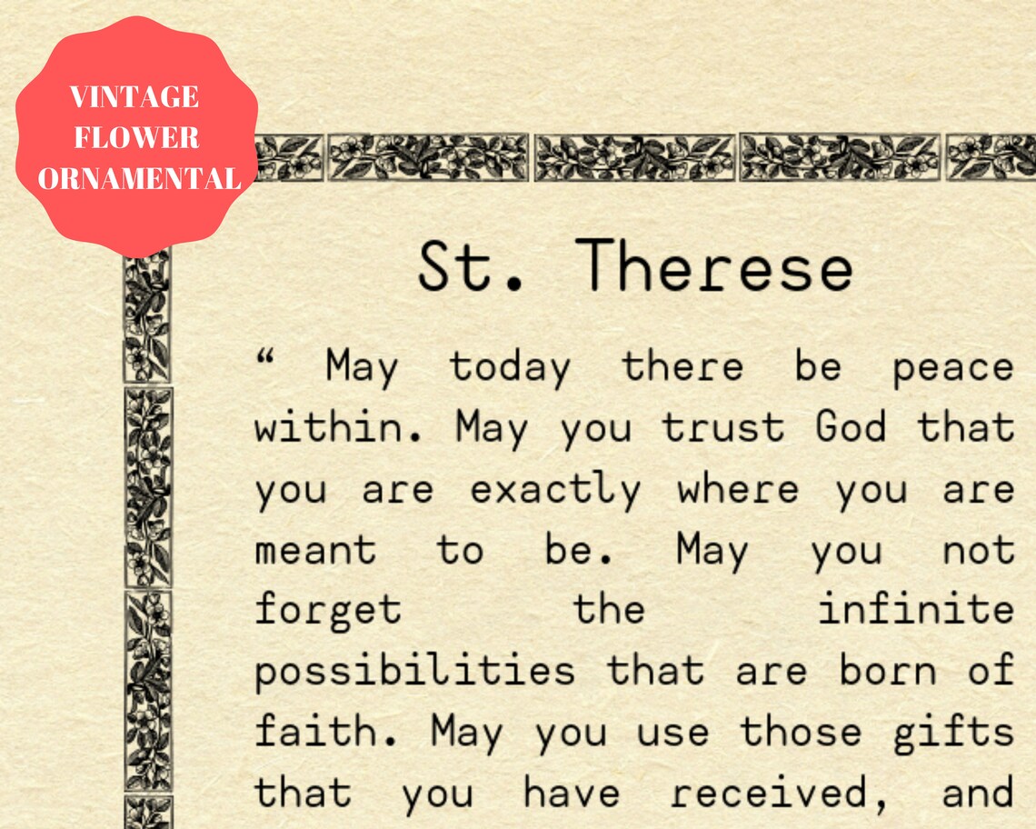Saint Therese Quote Prayer of St. Therese the Little Flower. Etsy