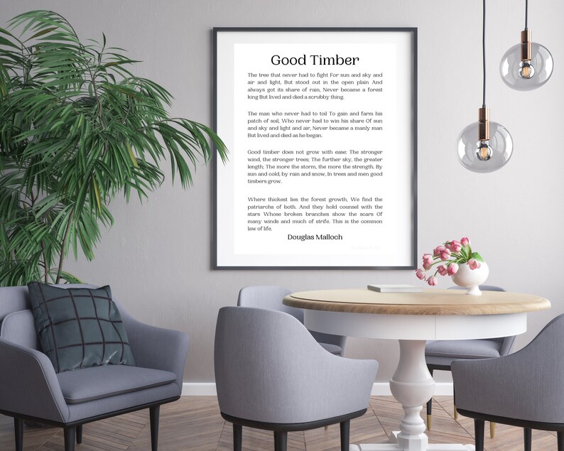 Douglas Malloch Poem: Good Timber Printable 8X10 11x14 - Etsy
