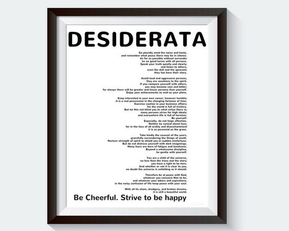 Desiderata. Desiderata Poster. Desiderata - Etsy