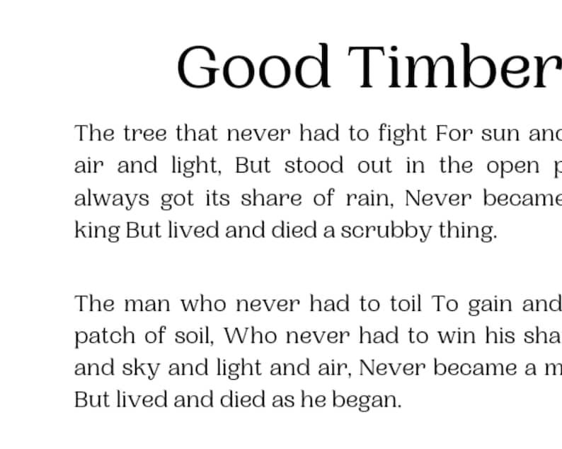 Good Timber Poem Printable Good Timber Poem Printable