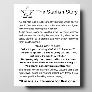 Starfish Story Starfish Poem by Loren Eiseley, Printable Sign. (Instant ...