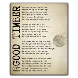 Good Timber Poem by Douglas Malloch, Printable 8X10, 11x14, 16x20 and ...