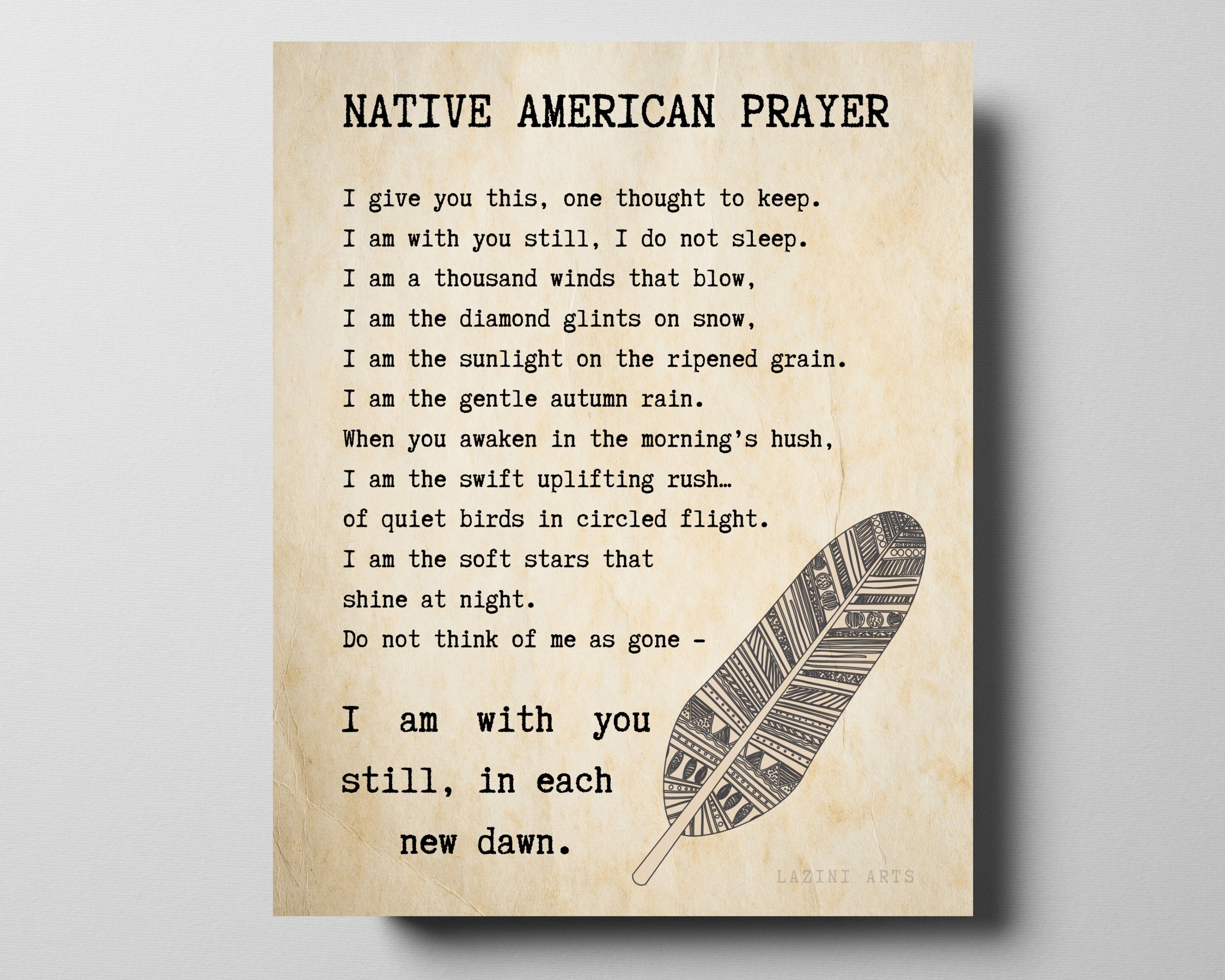 Serenity Prayer Wall Art Cherokee Art Native American Prayer Typewriter Font Printable 5x7 8x10 11x14 16x20