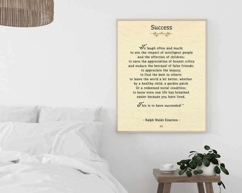 Book Page Art: Success Poem by Ralph Waldo Emerson. TWO Printable ...