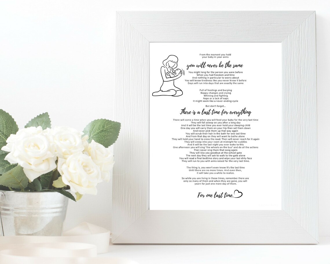 Baby Shower Gift. The Last Time Poem printable 11x14 and Etsy