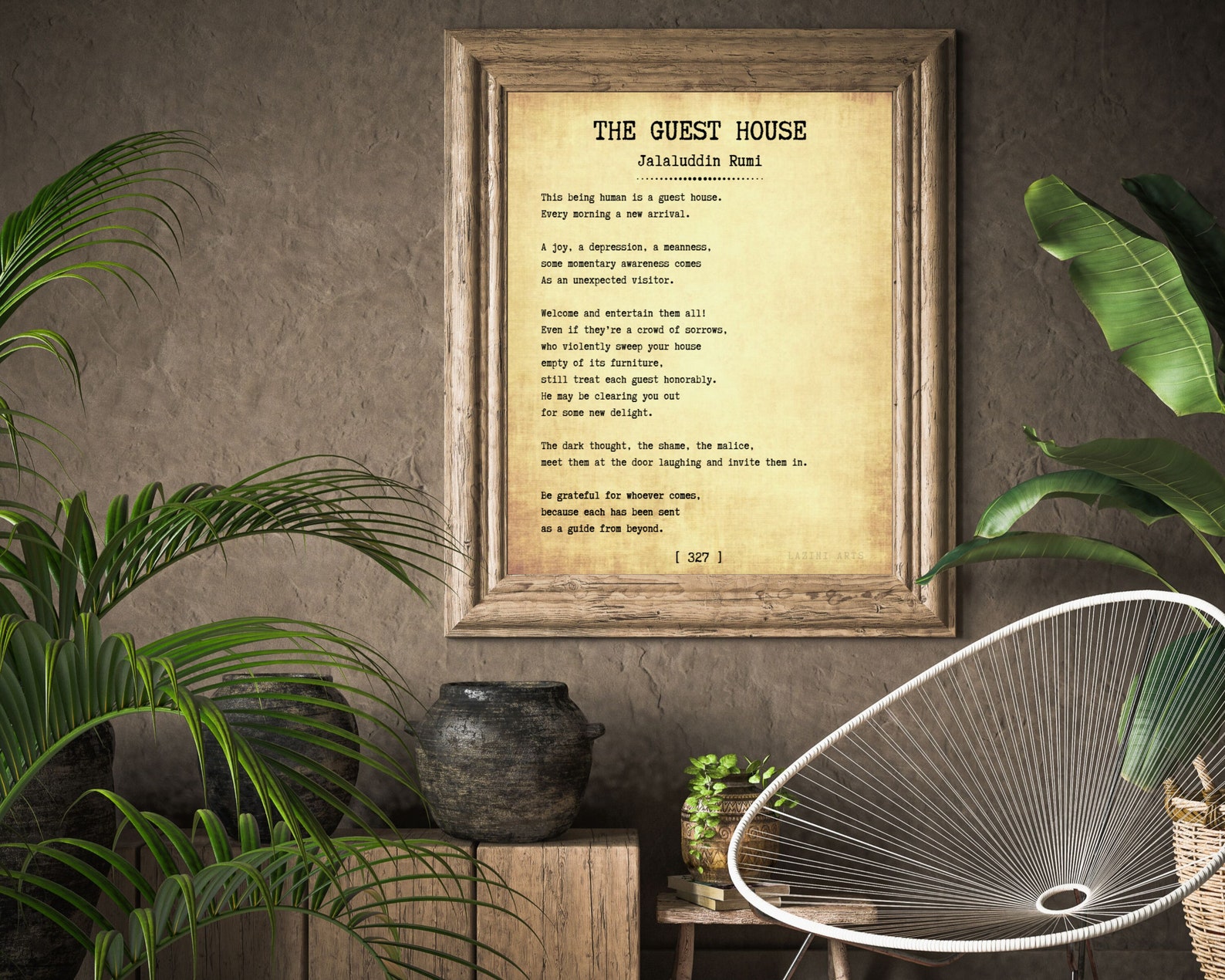 Rumi Quote the Guest House Poem Typewriter Font, Rumi Poetry