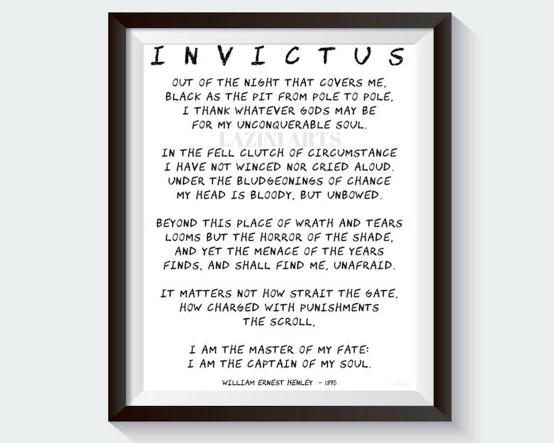 Famous Poem. Invictus. Invictus Poem. Handwritten Font. Etsy