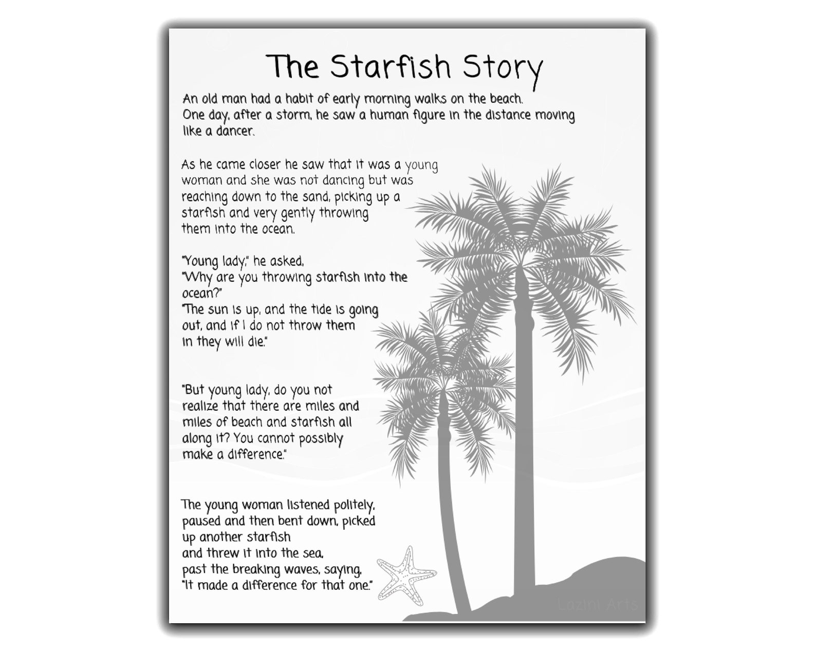 Starfish Poem by Loren Eiseley the Starfish Story Printable Etsy