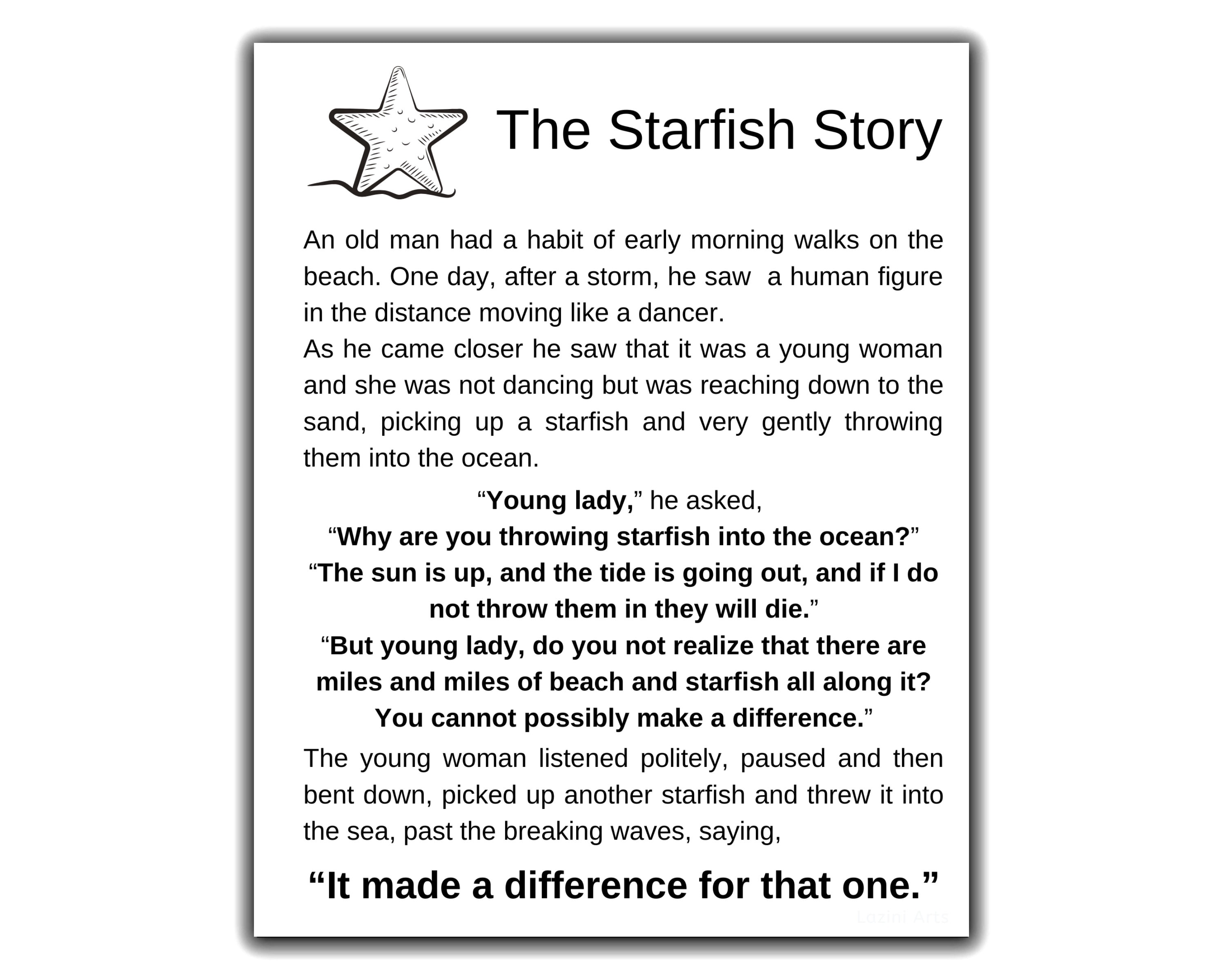 The Starfish Story Printable