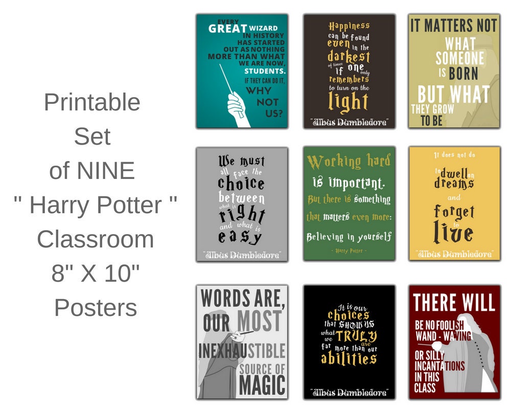 Harry Potter Classroom Classroom Decor 9 Printable Posters. | Etsy