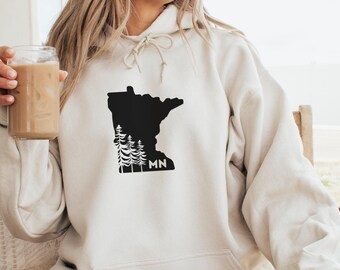 Minnesota Trees Hoodie | Cozy Nature-Inspired Sweatshirt | MN Tree Graphic Apparel | Perfect Gift for Outdoors Lovers | Eco-Friendly Hoodie