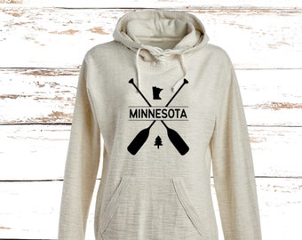 The Minnesota Store! Gray with White Super Soft Hoodie MN Themed Clothing Minnesota Lake Bum Sweatshirt MN Hooded Sweatshirt