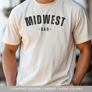 Midwest Dad Distressed Varsity Tee - Unisex Comfort Colors Shirt | Midwesterner Tee | Midwest Souvenir
