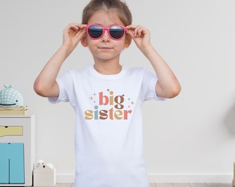 Camiseta juvenil de hermana mayor, camiseta de anuncio de hermana mayor, linda camiseta de anuncio para niños, camiseta de revelación de embarazo de hermanos, regalo de hermana mayor