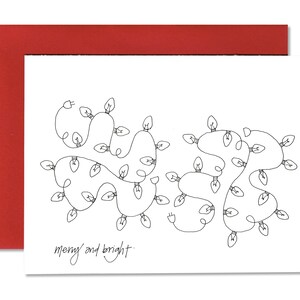 Lights Merry & Bright A2 Horizontal Holiday Card Set Single or Set of 5 image 1