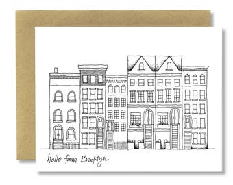 Brooklyn Brownstones (Horizontal) - A2 Card (Single or Set of 5)