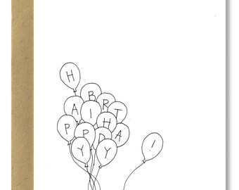 Birthday Balloons - A2 Card (Single or Set of 5)