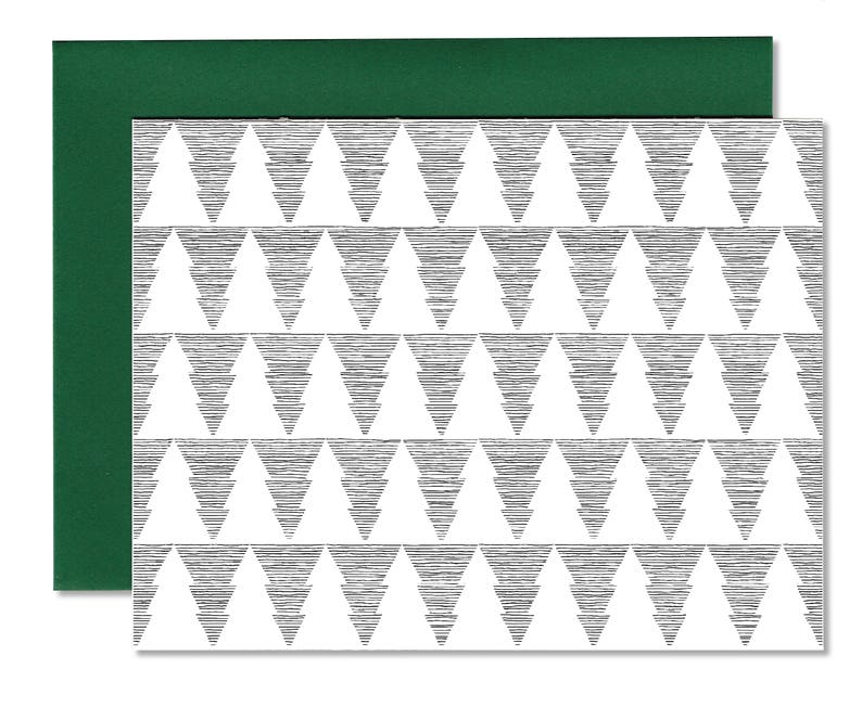 Tree Poche Pattern A2 Horizontal Holiday Card Set 5 cards image 1