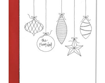 Christmas Baubles - A2 Vertical Holiday Card Set (5 cards)