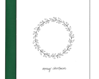 Merry Christmas Wreath - A2 Vertical Holiday Card Set (5 cards)