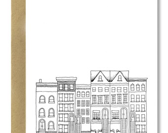 Brooklyn Brownstones (Vertical) - carte A2 (seule ou en lot de 5)