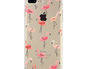 Flamingo iPhone 8 case, iPhone 7 Case, iPhone X case, iPhone 6s case, iPhone 6s plus transparent clear silicone case, summer iPhone case