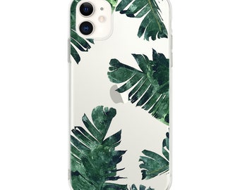 Tropical Banana Leaves iPhone 11 case, iPhone 12 / 12 pro case, Clear iPhone 8 Plus case, iPhone 6 case,  Floral iPhone case for her