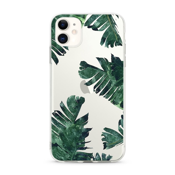 Tropical Banana Leaves iPhone 11 case, iPhone 12 / 12 pro case, Clear iPhone 8 Plus case, iPhone 6 case,  Floral iPhone case for her