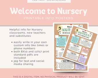 Cartaz informativo e cronograma da creche | Instruções para a substituição da creche | Decoração da sala primária