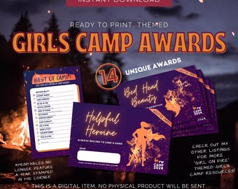 Prêmios para Acampamento das Moças SUD | Prêmios Temáticos para Acampamento das Moças | Garota em Chamas | Prêmios para Acampamento para Imprimir