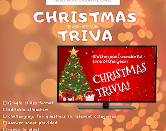 Quiz de Natal em estilo pub | Apresentação de slides editável | Apresentações Google