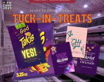 Guloseimas de travesseiro para acampamento de meninas SUD | Guloseimas temáticas para acampamento de JM | Filha da Luz | Olhe para Cristo | Gráficos de guloseimas de travesseiro para impressão