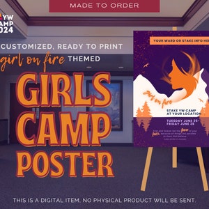Customized Girl on Fire Themed Girls Camp Poster | Girl on Fire | I am a Disciple | Youth Theme 2024 | LDS Girls Camp