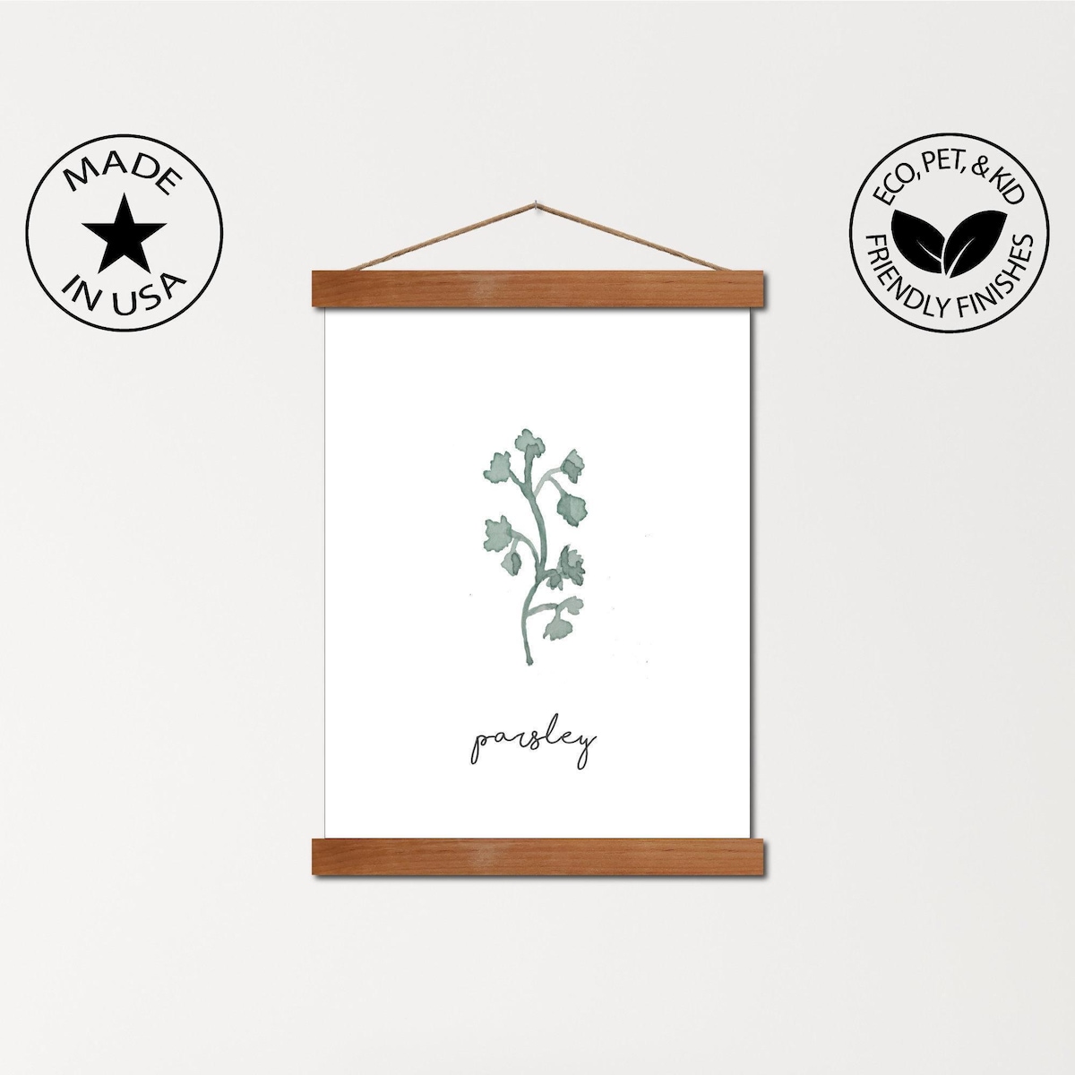 Magnetic Frame Wood Poster Hanger Frames and Parsley Water Color Canvas Print - Wooden Poster Hanger Frames - Etsy
