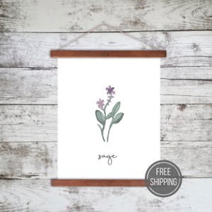 Magnetic frame wood poster hanger frames and sage water color canvas print - wooden poster hanger frames