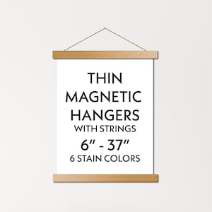 Custom size thin magnetic poster hanger frames - wood poster frame for wall art, canvas, photos, thin leather, etc.