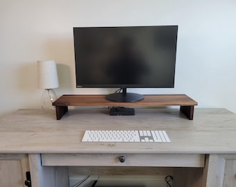 Solid Wood Monitor Riser: Desk Organizer Shelf, Laptop Stand