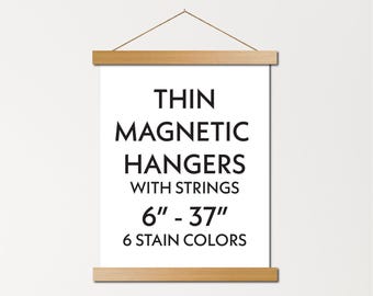 Standard size thin magnetic poster hanger frames - wood poster frame for wall art, canvas, photos, thin leather, etc.