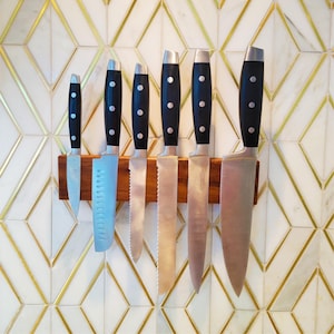 Hardwood Magnetic Knife Rack: Walnut, Maple, Cherry, Hickory