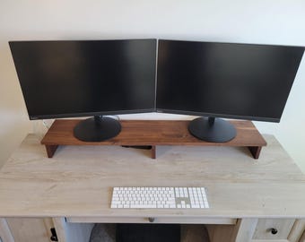 Solid Wood Monitor Riser: Desk Organizer Shelf, Laptop Stand