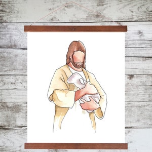 Jesus christ religious wall art - wooden poster hanger