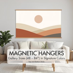 120cm - 215cm Magnet Aufhänger mit Schnur - Holz Posterleiste für Fotos, Poster, Karten, dünnen Stoff/Leinwand/Leder/Tapisserie