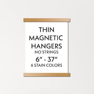 Thin floating magnetic poster hanger frames in standard sizes - wood poster frame for wall art, canvas, photos, thin leather, etc.