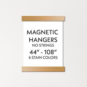 Cabides magnéticos de 44 a 108 polegadas - sem corda - tamanhos personalizados - molduras de madeira para cabides de pôsteres - cabides flutuantes para pôsteres